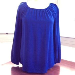 Theory Dark Royal Blue Long Sleeve Silk Blouse SZS